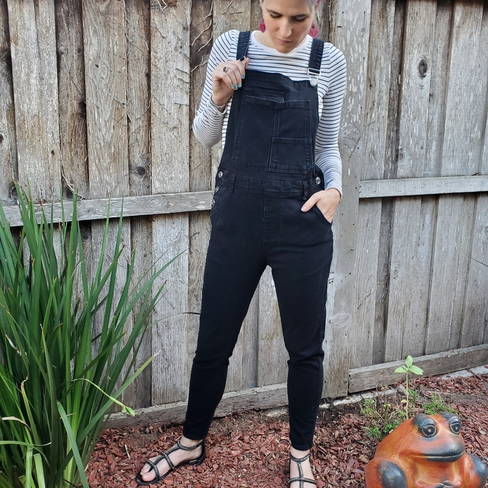 small black overalls